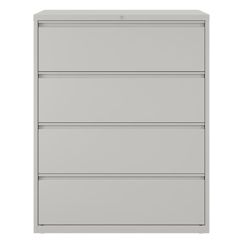 Hirsh 42" Wide 4 Drawer Metal Lateral File Cabinet, Light Gray
